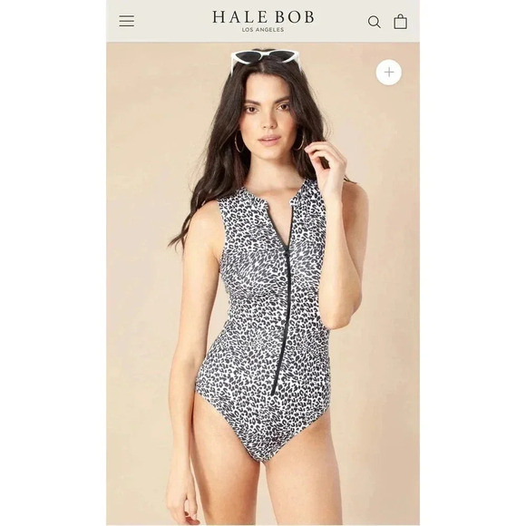 Hale Bob Amina Women's Gray Sleeveless Zip Up One-Piece‎ Swimsuit XS - Picture 1 of 6